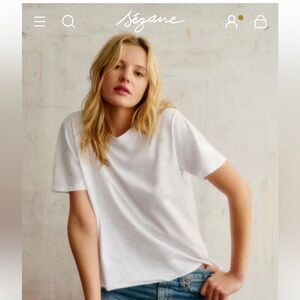Sezane white 100% cotton T-shirt crew neck size small